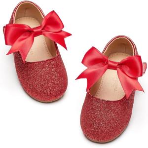 imageFlaryzone ToddlerLittle Girls Ballerina Flat Mary Jane Princess Dress Shoes  Wedding School PartyRedfm12