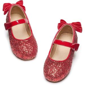 imageFlaryzone ToddlerLittle Girls Ballerina Flat Mary Jane Princess Dress Shoes  Wedding School PartyRedfr19