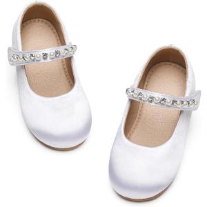imageFlaryzone ToddlerLittle Girls Ballerina Flat Mary Jane Princess Dress Shoes  Wedding School PartyWhitefa16