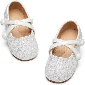 imageFlaryzone ToddlerLittle Girls Ballerina Flat Mary Jane Princess Dress Shoes  Wedding School PartyWhitefb02