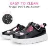 image:imageFLORANATE Toddler Girl Shoes Mary JaneCasual Sneakers with PU Upper Water and Stain Resistant Hook and Loop Easy On and Off Soft Lightweight NonSlip Sole Comfort for Dress Running Walking and SchoolBlack Toddler Girl Shoes