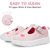 image:imageFLORANATE Toddler Girl Shoes Mary JaneCasual Sneakers with PU Upper Water and Stain Resistant Hook and Loop Easy On and Off Soft Lightweight NonSlip Sole Comfort for Dress Running Walking and SchoolPink Toddler Girl Shoes