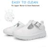 image:imageFLORANATE Toddler Girl Shoes Mary JaneCasual Sneakers with PU Upper Water and Stain Resistant Hook and Loop Easy On and Off Soft Lightweight NonSlip Sole Comfort for Dress Running Walking and SchoolWhite Toddler Girl Shoes