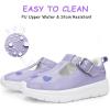 image:imageFLORANATE Toddler Girl Shoes Mary JaneCasual Sneakers with PU Upper Water and Stain Resistant Hook and Loop Easy On and Off Soft Lightweight NonSlip Sole Comfort for Dress Running Walking and SchoolPurple Toddler Girl Shoes