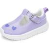 image:imageFLORANATE Toddler Girl Shoes Mary JaneCasual Sneakers with PU Upper Water and Stain Resistant Hook and Loop Easy On and Off Soft Lightweight NonSlip Sole Comfort for Dress Running Walking and SchoolPurple Toddler Girl Shoes