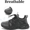 image:imageKids Sneakers Lightweight Athletic Boy Girl Running Tennis Shoes  BreathableMesh UpperActive PlayNonSlip OutsoleIdeal For Youth Jumping Tennis School Outdoor SportsDaily CasualGrey and Black
