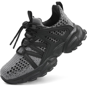 image:imageKids Sneakers Lightweight Athletic Boy Girl Running Tennis Shoes  BreathableMesh UpperActive PlayNonSlip OutsoleIdeal For Youth Jumping Tennis School Outdoor SportsDaily CasualGrey and Black