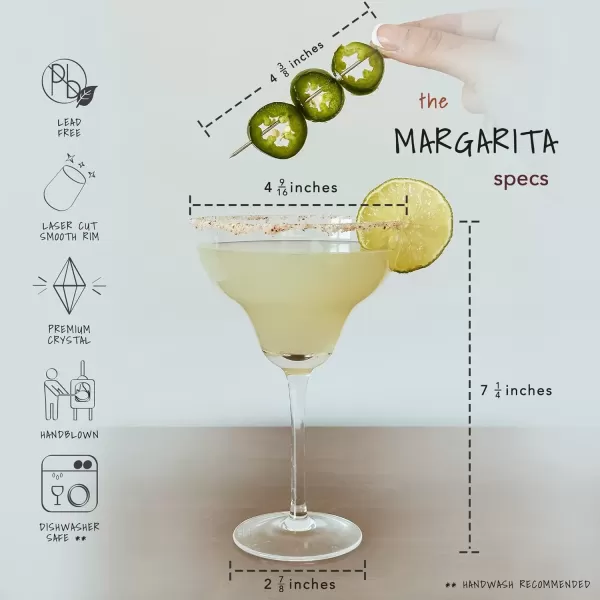 imageMargarita Glasses Set of 4 12 oz Modern Bar Glass for Martini Frozen Daiquiri Tropical Summer Parties  Classic Coupe Cocktail Drinkware Great Gift for Mixologists Hand Blown CrystalMargarita 12oz  Set of 4
