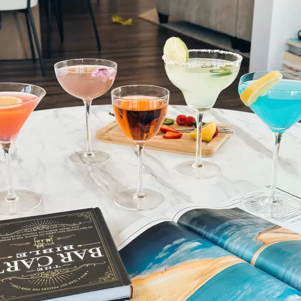 imageMargarita Glasses Set of 4 12 oz Modern Bar Glass for Martini Frozen Daiquiri Tropical Summer Parties  Classic Coupe Cocktail Drinkware Great Gift for Mixologists Hand Blown CrystalMargarita 12oz  Set of 4