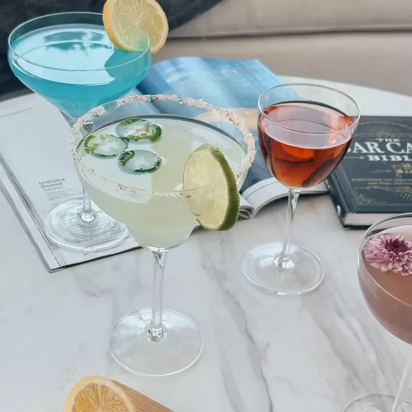 imageMargarita Glasses Set of 4 12 oz Modern Bar Glass for Martini Frozen Daiquiri Tropical Summer Parties  Classic Coupe Cocktail Drinkware Great Gift for Mixologists Hand Blown CrystalRemy Coupe 8oz  Set of 4