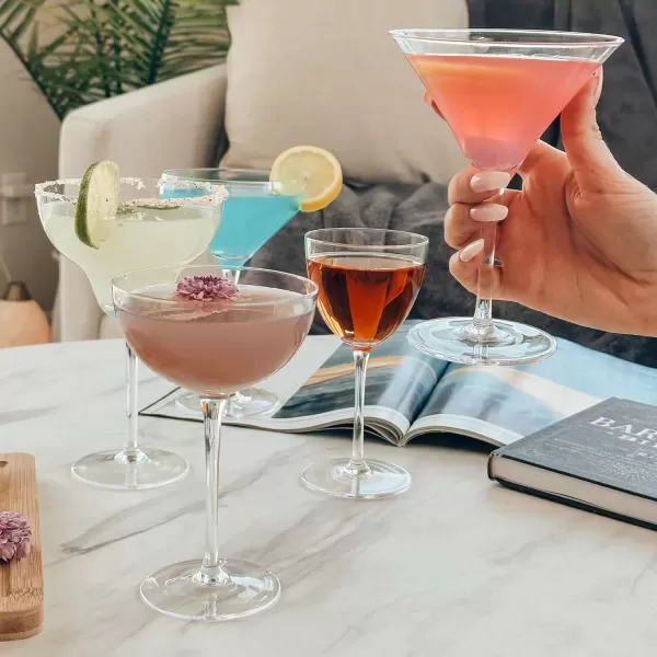 imageMargarita Glasses Set of 4 12 oz Modern Bar Glass for Martini Frozen Daiquiri Tropical Summer Parties  Classic Coupe Cocktail Drinkware Great Gift for Mixologists Hand Blown CrystalMartini 7oz  Set of 4