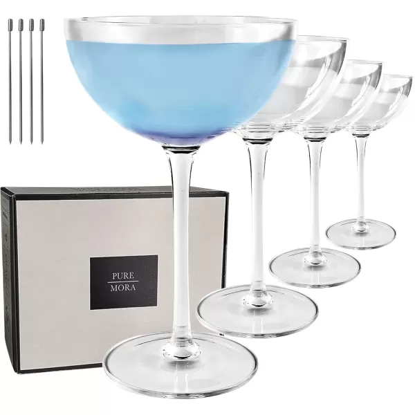 imageMargarita Glasses Set of 4 12 oz Modern Bar Glass for Martini Frozen Daiquiri Tropical Summer Parties  Classic Coupe Cocktail Drinkware Great Gift for Mixologists Hand Blown CrystalLyra Coupe 7oz  Set of 4