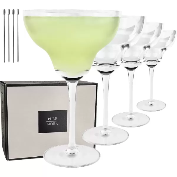 imageMargarita Glasses Set of 4 12 oz Modern Bar Glass for Martini Frozen Daiquiri Tropical Summer Parties  Classic Coupe Cocktail Drinkware Great Gift for Mixologists Hand Blown CrystalMargarita 12oz  Set of 4