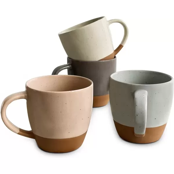 imageMora Ceramic Artisan Matte Large Latte Mug Set of 4 16oz  Microwavable Porcelain Coffee Cups With Big Handle  Modern Boho Unique Style For Any Kitchen Microwave Safe Stoneware  Marina ColorsAssorted Neutrals