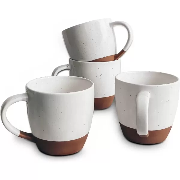 imageMora Ceramic Artisan Matte Large Latte Mug Set of 4 16oz  Microwavable Porcelain Coffee Cups With Big Handle  Modern Boho Unique Style For Any Kitchen Microwave Safe Stoneware  Marina ColorsVanilla White