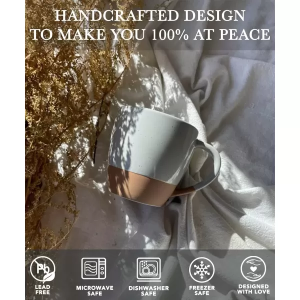 imageMora Ceramic Artisan Matte Large Latte Mug Set of 4 16oz  Microwavable Porcelain Coffee Cups With Big Handle  Modern Boho Unique Style For Any Kitchen Microwave Safe Stoneware  Marina ColorsEarl Grey