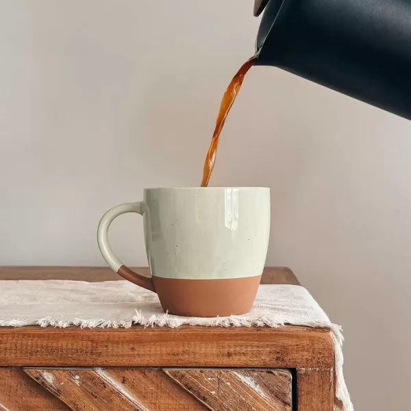 imageMora Ceramic Artisan Matte Large Latte Mug Set of 4 16oz  Microwavable Porcelain Coffee Cups With Big Handle  Modern Boho Unique Style For Any Kitchen Microwave Safe Stoneware  Marina ColorsAssorted Neutrals