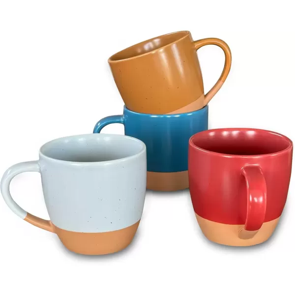 imageMora Ceramic Artisan Matte Large Latte Mug Set of 4 16oz  Microwavable Porcelain Coffee Cups With Big Handle  Modern Boho Unique Style For Any Kitchen Microwave Safe Stoneware  Marina ColorsMarina Colors