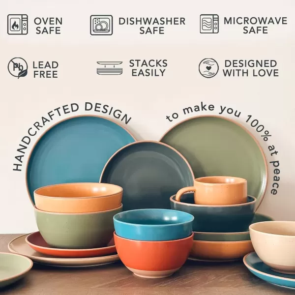 imageMora Ceramic Artisan Matte Large Latte Mug Set of 4 16oz  Microwavable Porcelain Coffee Cups With Big Handle  Modern Boho Unique Style For Any Kitchen Microwave Safe Stoneware  Marina ColorsSafari Colors