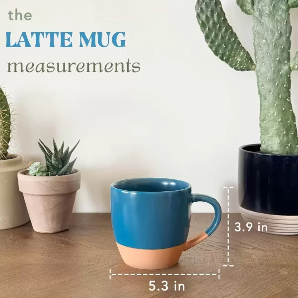 imageMora Ceramic Artisan Matte Large Latte Mug Set of 4 16oz  Microwavable Porcelain Coffee Cups With Big Handle  Modern Boho Unique Style For Any Kitchen Microwave Safe Stoneware  Marina ColorsMarina Colors