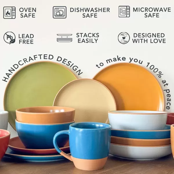 imageMora Ceramic Artisan Matte Large Latte Mug Set of 4 16oz  Microwavable Porcelain Coffee Cups With Big Handle  Modern Boho Unique Style For Any Kitchen Microwave Safe Stoneware  Marina ColorsMarina Colors