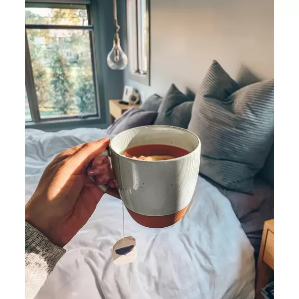 imageMora Ceramic Artisan Matte Large Latte Mug Set of 4 16oz  Microwavable Porcelain Coffee Cups With Big Handle  Modern Boho Unique Style For Any Kitchen Microwave Safe Stoneware  Marina ColorsEarl Grey