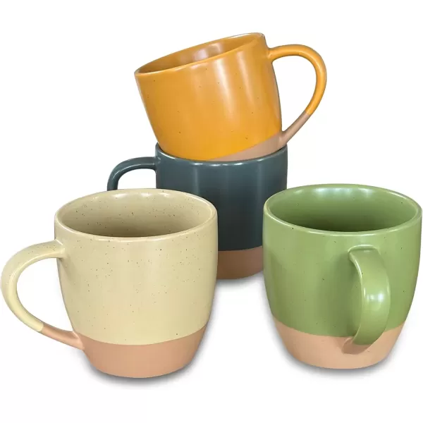 imageMora Ceramic Artisan Matte Large Latte Mug Set of 4 16oz  Microwavable Porcelain Coffee Cups With Big Handle  Modern Boho Unique Style For Any Kitchen Microwave Safe Stoneware  Marina ColorsSafari Colors