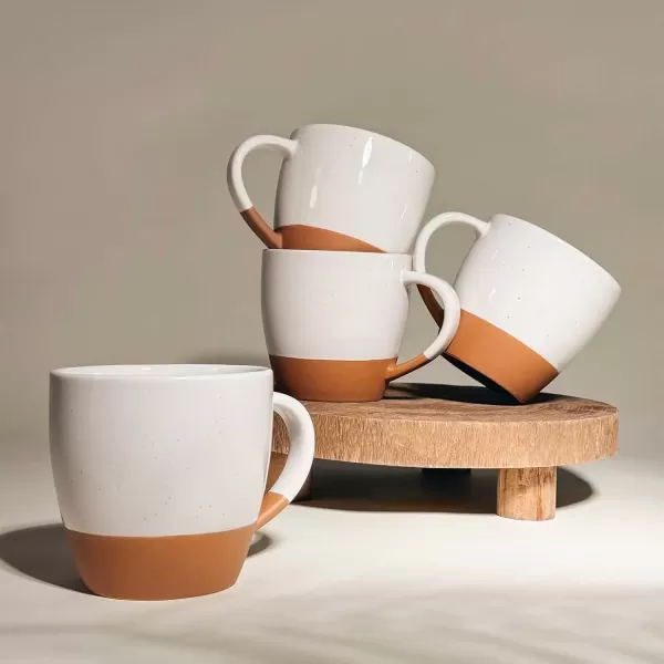 imageMora Ceramic Artisan Matte Large Latte Mug Set of 4 16oz  Microwavable Porcelain Coffee Cups With Big Handle  Modern Boho Unique Style For Any Kitchen Microwave Safe Stoneware  Marina ColorsVanilla White