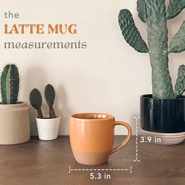 imageMora Ceramic Artisan Matte Large Latte Mug Set of 4 16oz  Microwavable Porcelain Coffee Cups With Big Handle  Modern Boho Unique Style For Any Kitchen Microwave Safe Stoneware  Marina ColorsSafari Colors