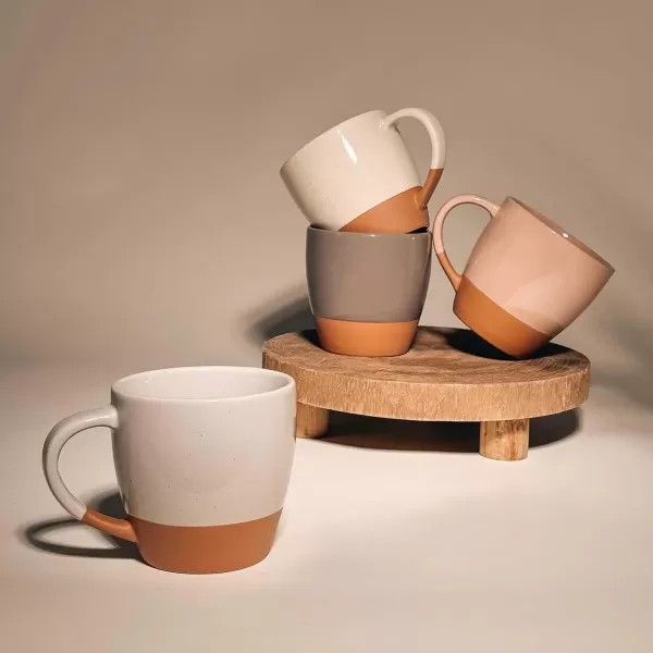 imageMora Ceramic Artisan Matte Large Latte Mug Set of 4 16oz  Microwavable Porcelain Coffee Cups With Big Handle  Modern Boho Unique Style For Any Kitchen Microwave Safe Stoneware  Marina ColorsAssorted Neutrals