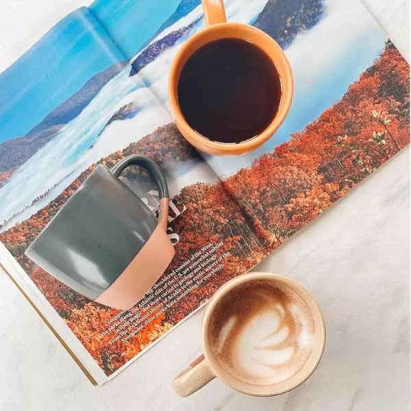 imageMora Ceramic Artisan Matte Large Latte Mug Set of 4 16oz  Microwavable Porcelain Coffee Cups With Big Handle  Modern Boho Unique Style For Any Kitchen Microwave Safe Stoneware  Marina ColorsSafari Colors