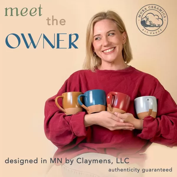 imageMora Ceramic Artisan Matte Large Latte Mug Set of 4 16oz  Microwavable Porcelain Coffee Cups With Big Handle  Modern Boho Unique Style For Any Kitchen Microwave Safe Stoneware  Marina ColorsMarina Colors