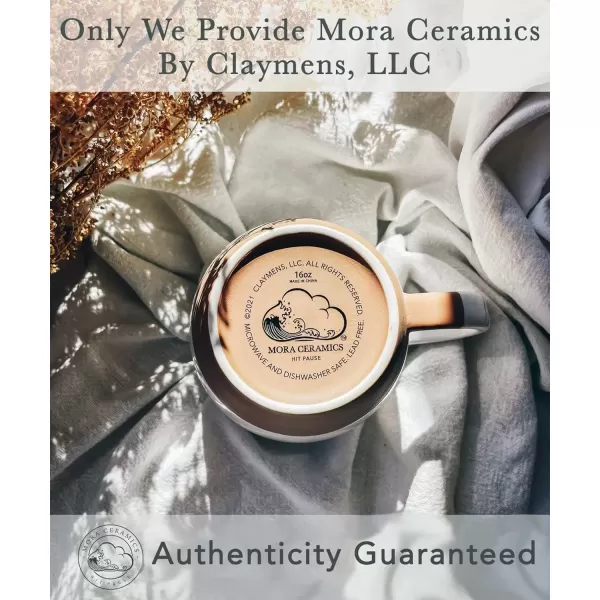 imageMora Ceramic Artisan Matte Large Latte Mug Set of 4 16oz  Microwavable Porcelain Coffee Cups With Big Handle  Modern Boho Unique Style For Any Kitchen Microwave Safe Stoneware  Marina ColorsEarl Grey