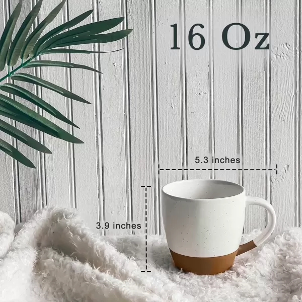imageMora Ceramic Artisan Matte Large Latte Mug Set of 4 16oz  Microwavable Porcelain Coffee Cups With Big Handle  Modern Boho Unique Style For Any Kitchen Microwave Safe Stoneware  Marina ColorsVanilla White