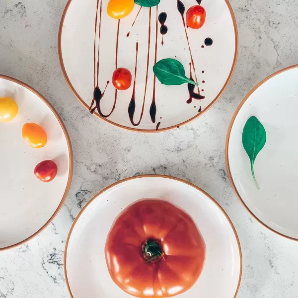 imageMora Ceramic Artisan Matte Plates Set 78 in  Set of 6  The Dessert Salad Appetizer Small Dinner etc Plate Microwave Oven and Dishwasher Safe Scratch Resistant Kitchen Porcelain DishVanilla White
