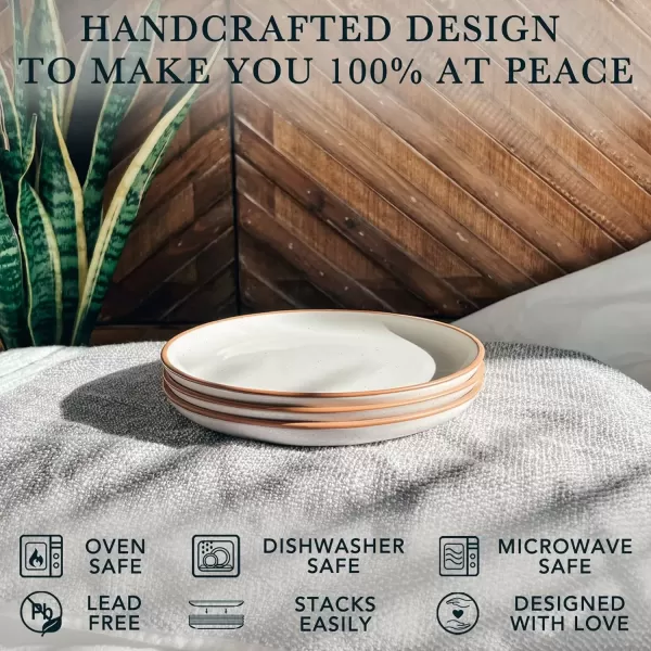 imageMora Ceramic Artisan Matte Plates Set 78 in  Set of 6  The Dessert Salad Appetizer Small Dinner etc Plate Microwave Oven and Dishwasher Safe Scratch Resistant Kitchen Porcelain DishVanilla White