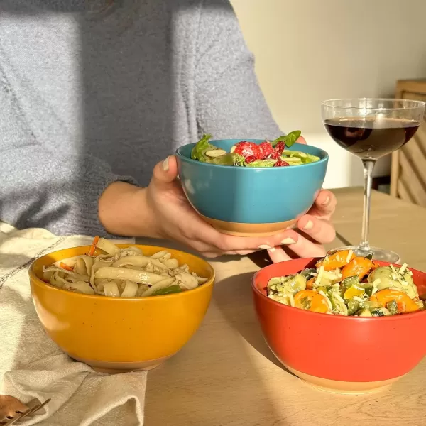 imageMora Ceramic Artisan Matte Small Dessert Bowls  16oz Set of 6  Microwave Oven and Dishwasher Safe For Rice Ice Cream Soup Snacks Cereal Chili Side Dishes etc  Microwavable Kitchen BowlArtisan Colors
