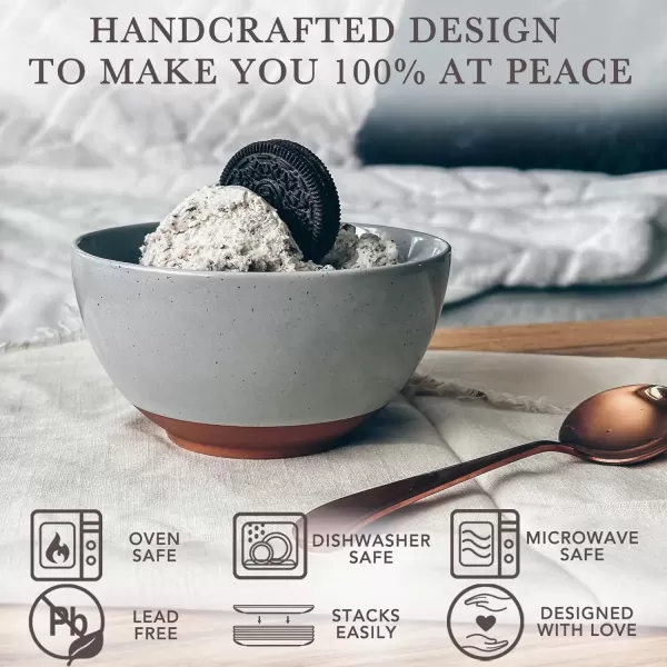 imageMora Ceramic Artisan Matte Small Dessert Bowls  16oz Set of 6  Microwave Oven and Dishwasher Safe For Rice Ice Cream Soup Snacks Cereal Chili Side Dishes etc  Microwavable Kitchen BowlEarl Grey