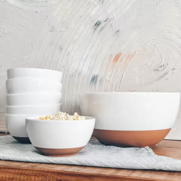 imageMora Ceramic Artisan Matte Small Dessert Bowls  16oz Set of 6  Microwave Oven and Dishwasher Safe For Rice Ice Cream Soup Snacks Cereal Chili Side Dishes etc  Microwavable Kitchen BowlVanilla White
