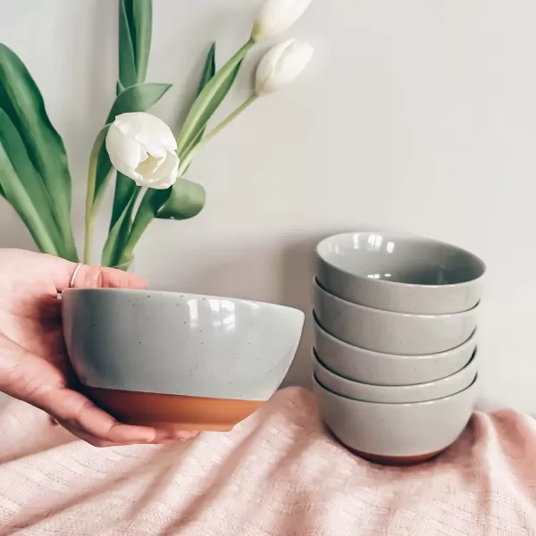 imageMora Ceramic Artisan Matte Small Dessert Bowls  16oz Set of 6  Microwave Oven and Dishwasher Safe For Rice Ice Cream Soup Snacks Cereal Chili Side Dishes etc  Microwavable Kitchen BowlEarl Grey