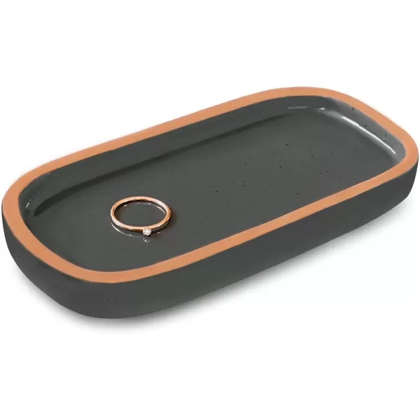 imageMora Ceramic Decorative Tray  Rectangle 10in Dish for Jewelry Soap Dispenser Perfume Makeup Accessories Candle in The Bathroom Vanity Bedside or Kitchen Counter Cute Organizers  BlackCharcoal