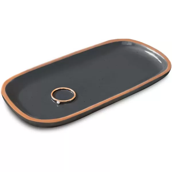 imageMora Ceramic Decorative Tray  Rectangle 10in Dish for Jewelry Soap Dispenser Perfume Makeup Accessories Candle in The Bathroom Vanity Bedside or Kitchen Counter Cute Organizers  BlackCharcoal