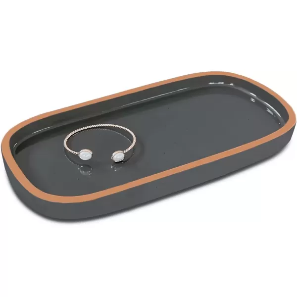 imageMora Ceramic Decorative Tray  Rectangle 10in Dish for Jewelry Soap Dispenser Perfume Makeup Accessories Candle in The Bathroom Vanity Bedside or Kitchen Counter Cute Organizers  BlackCharcoal