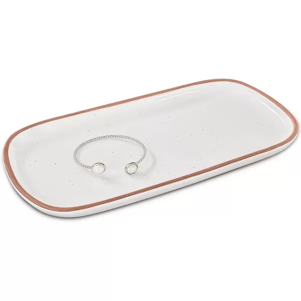 imageMora Ceramic Decorative Tray  Rectangle 10in Dish for Jewelry Soap Dispenser Perfume Makeup Accessories Candle in The Bathroom Vanity Bedside or Kitchen Counter Cute Organizers  BlackVanilla White