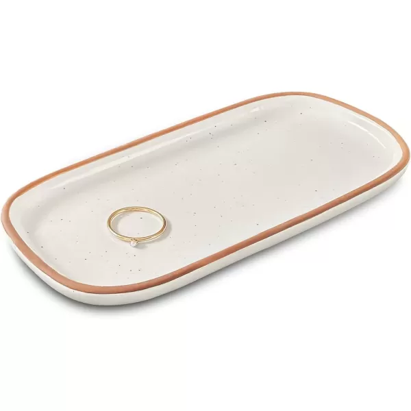 imageMora Ceramic Decorative Tray  Rectangle 10in Dish for Jewelry Soap Dispenser Perfume Makeup Accessories Candle in The Bathroom Vanity Bedside or Kitchen Counter Cute Organizers  BlackVanilla White