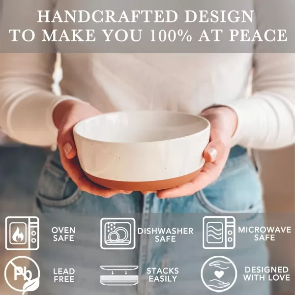 imageMora Ceramic Flat Bowls Set of 425 oz For Soup Salad Rice Cereal Breakfast Dinner Serving Oatmeal etc  Microwave Dishwasher and Oven Safe Bowl for Eating and Kitchen Vanilla ampamp CharcoalVanilla  Charcoal