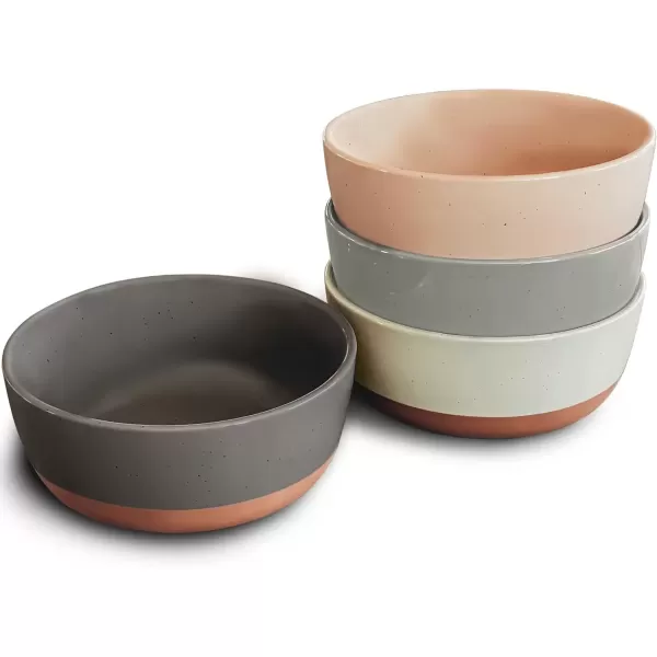 imageMora Ceramic Flat Bowls Set of 425 oz For Soup Salad Rice Cereal Breakfast Dinner Serving Oatmeal etc  Microwave Dishwasher and Oven Safe Bowl for Eating and Kitchen Vanilla ampamp CharcoalAssorted Neutrals