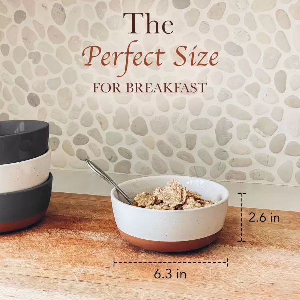 imageMora Ceramic Flat Bowls Set of 425 oz For Soup Salad Rice Cereal Breakfast Dinner Serving Oatmeal etc  Microwave Dishwasher and Oven Safe Bowl for Eating and Kitchen Vanilla ampamp CharcoalVanilla  Charcoal