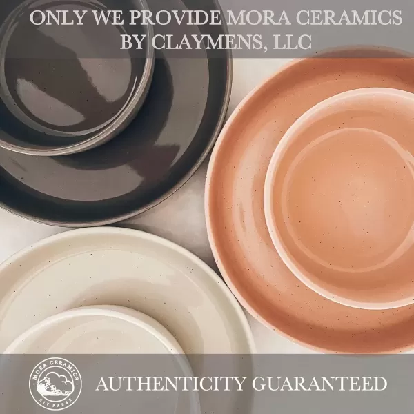 imageMora Ceramic Flat Bowls Set of 425 oz For Soup Salad Rice Cereal Breakfast Dinner Serving Oatmeal etc  Microwave Dishwasher and Oven Safe Bowl for Eating and Kitchen Vanilla ampamp CharcoalAssorted Neutrals