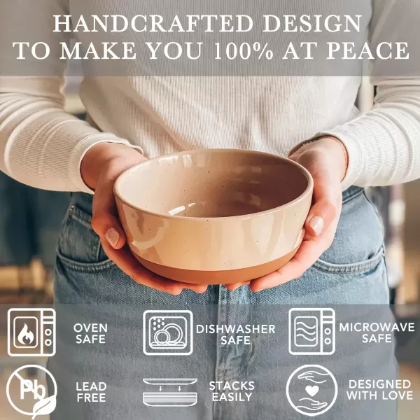 imageMora Ceramic Flat Bowls Set of 425 oz For Soup Salad Rice Cereal Breakfast Dinner Serving Oatmeal etc  Microwave Dishwasher and Oven Safe Bowl for Eating and Kitchen Vanilla ampamp CharcoalAssorted Neutrals